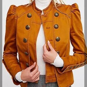 Free People - Military Puff Sleve Jacket - Brown - Women’s Size M
